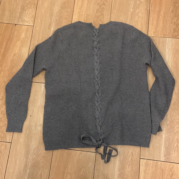 Knit crew sweater with braided back feature - Picture 4 of 6